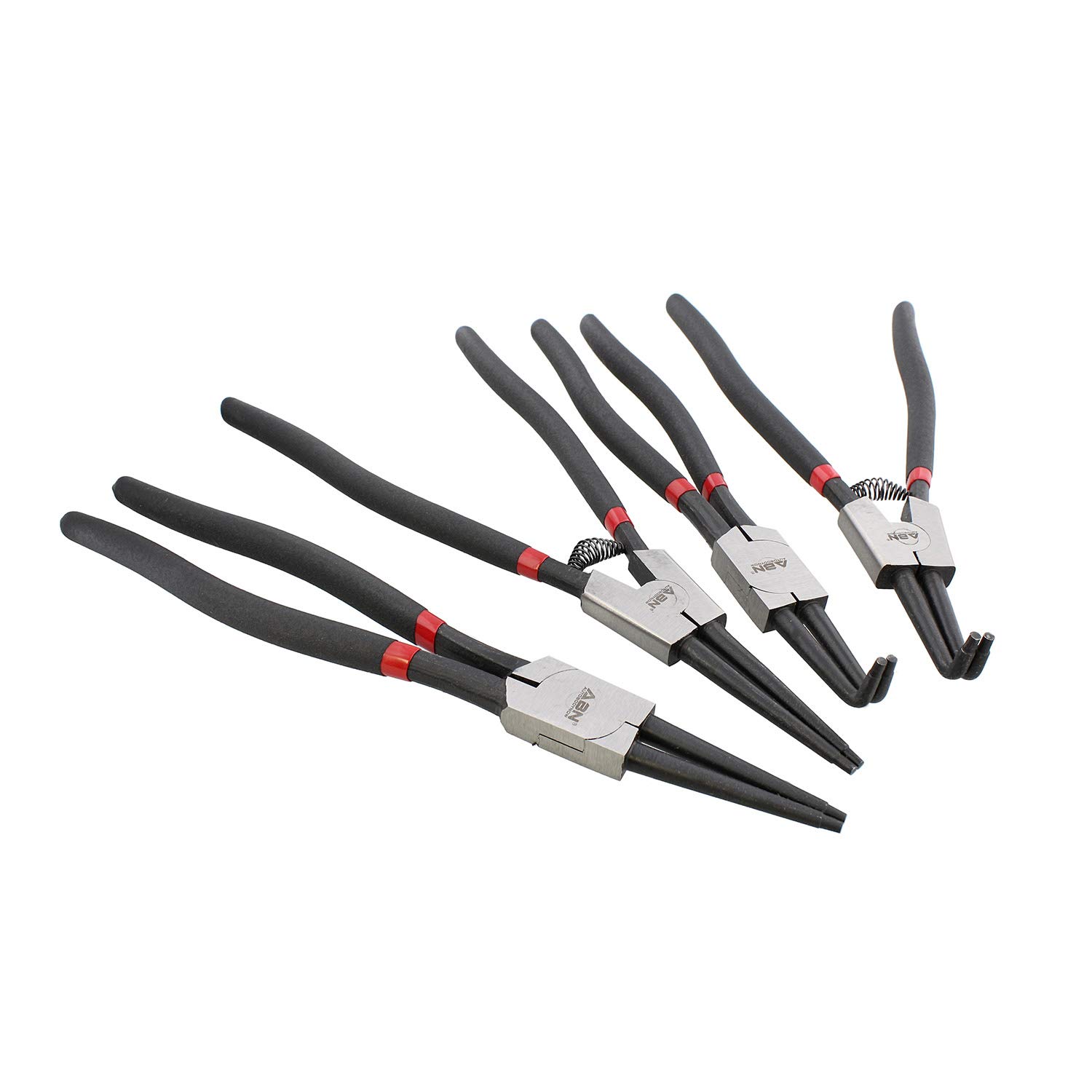 ABN Extra Long Snap Ring Pliers Set - 4pc Lock Ring Pliers with 4mm Tips for Internal and External O and Circlip Removal - Image 6