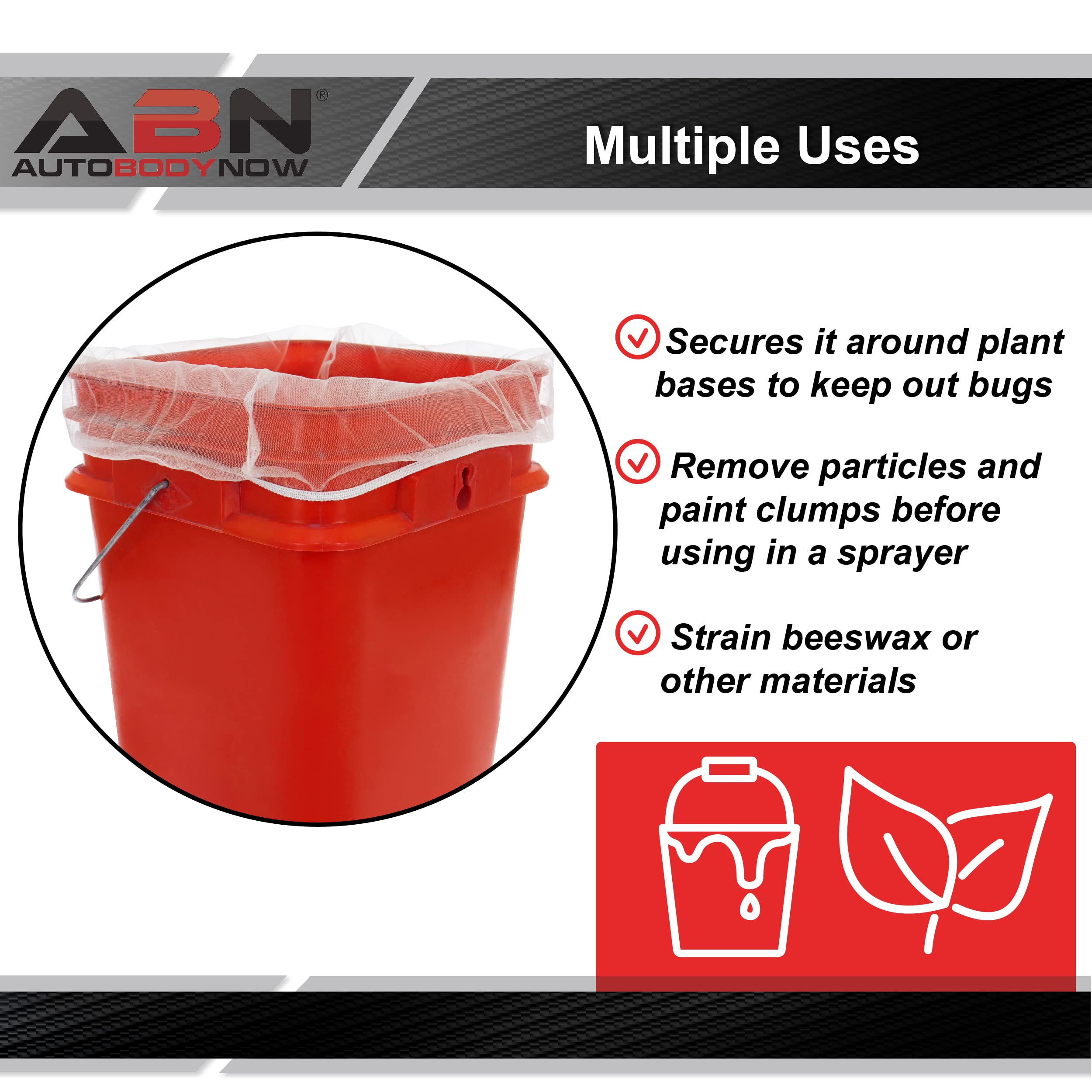 ABN Paint Strainer Bag 5 Gallon Paint Filter 40pk - Elastic 250 Micron Fine Nylon Mesh Painters Screen for 5 Gal Bucket - Image 4